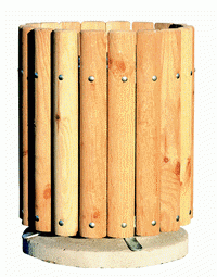 Corbeille sur plot béton
